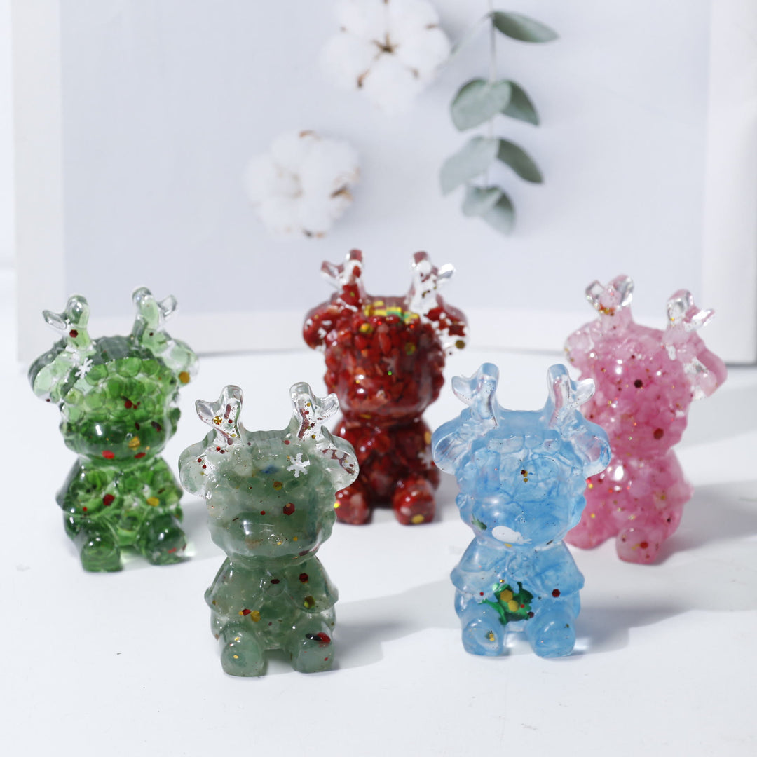 Décoration en pierre précieuse en forme d'élan en cristal naturel Olivenorma