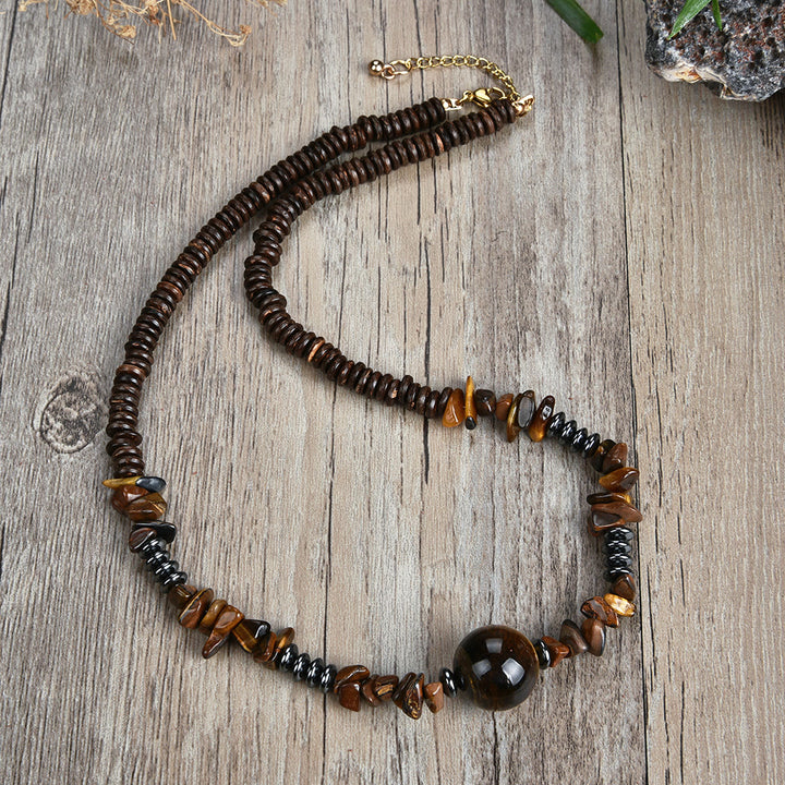 Collier avec pendentif en boule de perles en pierre naturelle Olivenorma