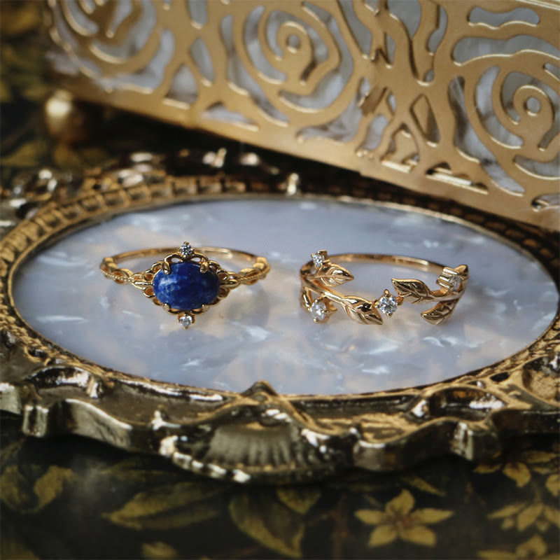 Olivenorma « Toutes les pensées sont des étoiles » – Bague rétro en lapis-lazuli