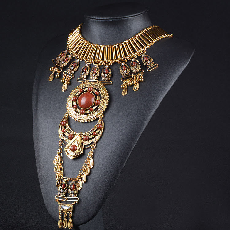 Collier de corps avec chaîne et pierres précieuses de style bohème Olivenorma