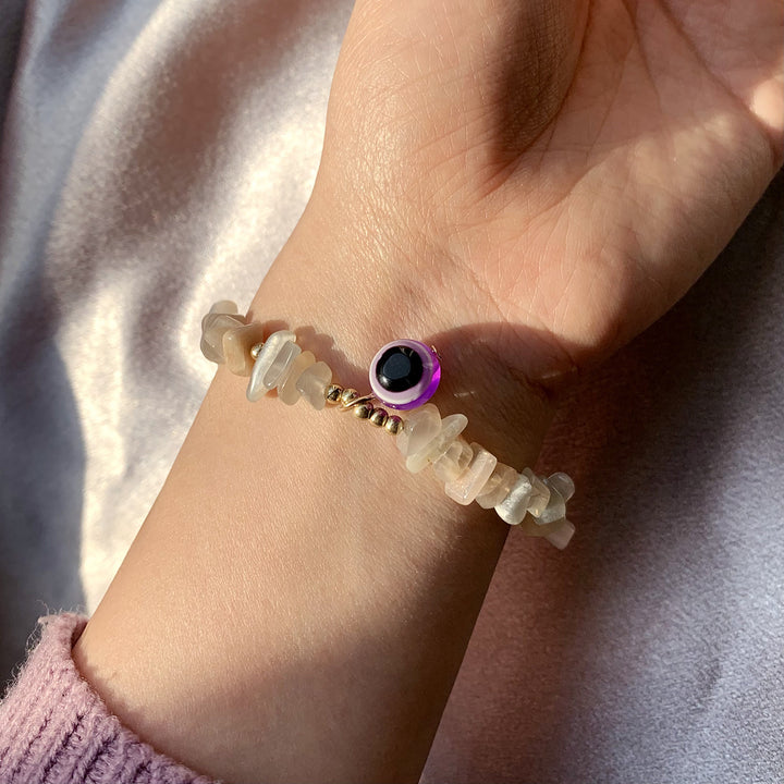 Bracelet pendentif mauvais œil en gravier de cristal naturel Olivenorma