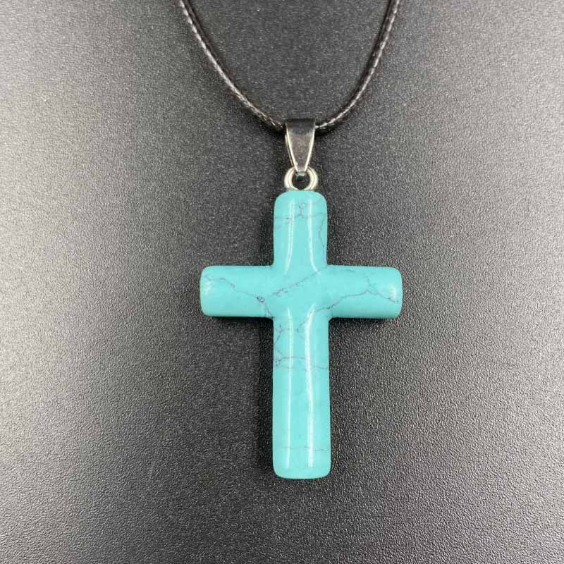 Pendentif de guérison en forme de croix en cristal naturel Olivenorma