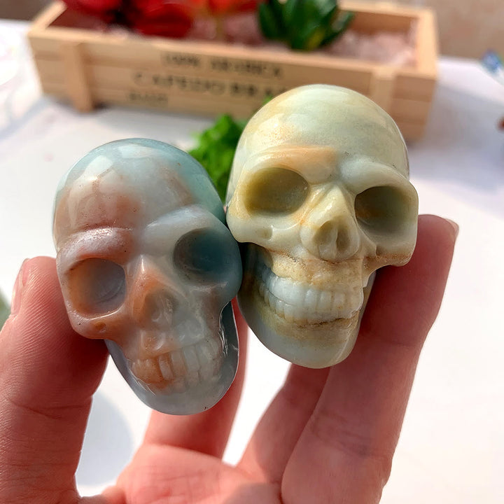 Décoration de crâne en jaspe de sang de dragon Olivenorma