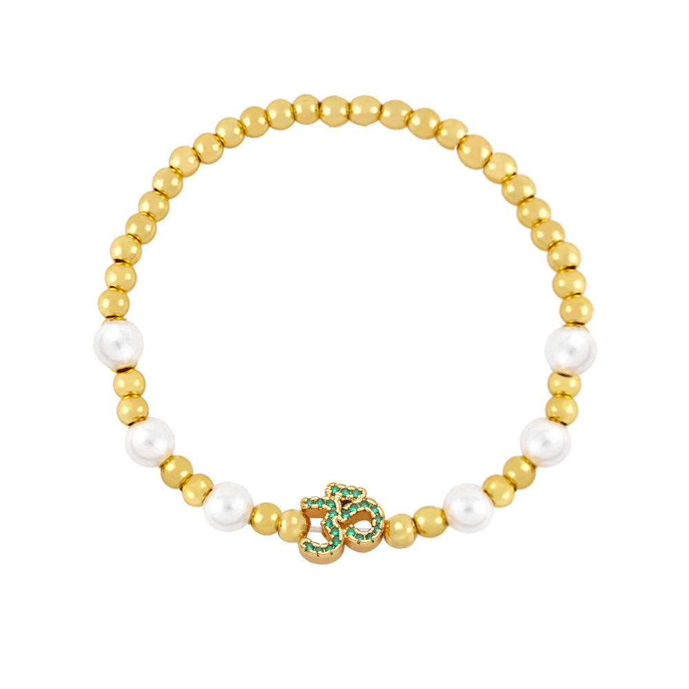 Bracelet symbole Om en perles de laiton Olivenorma