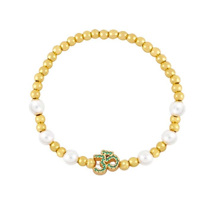 Bracelet symbole Om en perles de laiton Olivenorma