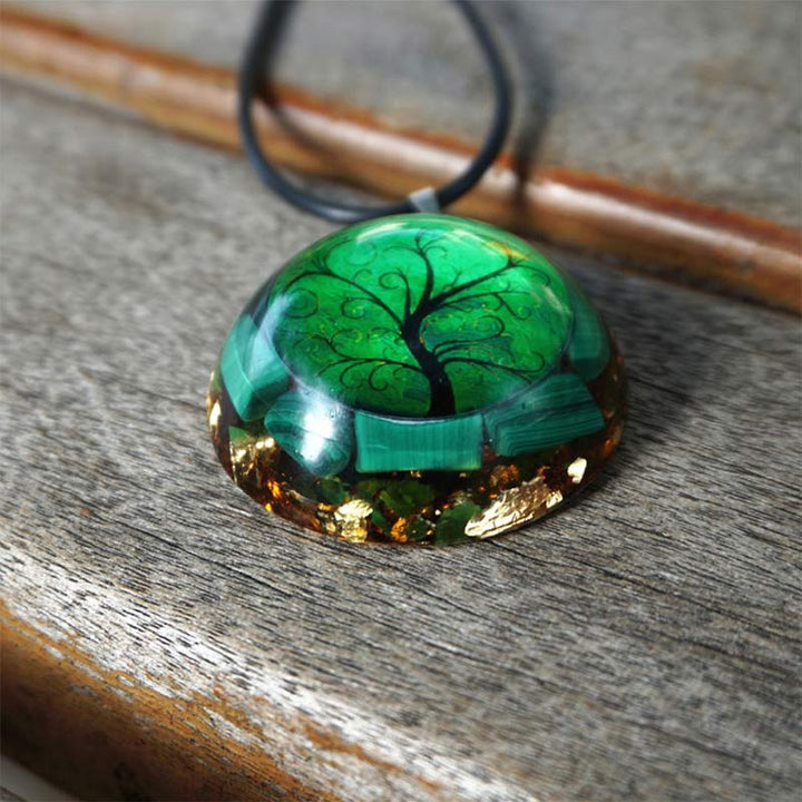 Collier Arbre de vie en malachite naturelle Olivenorma