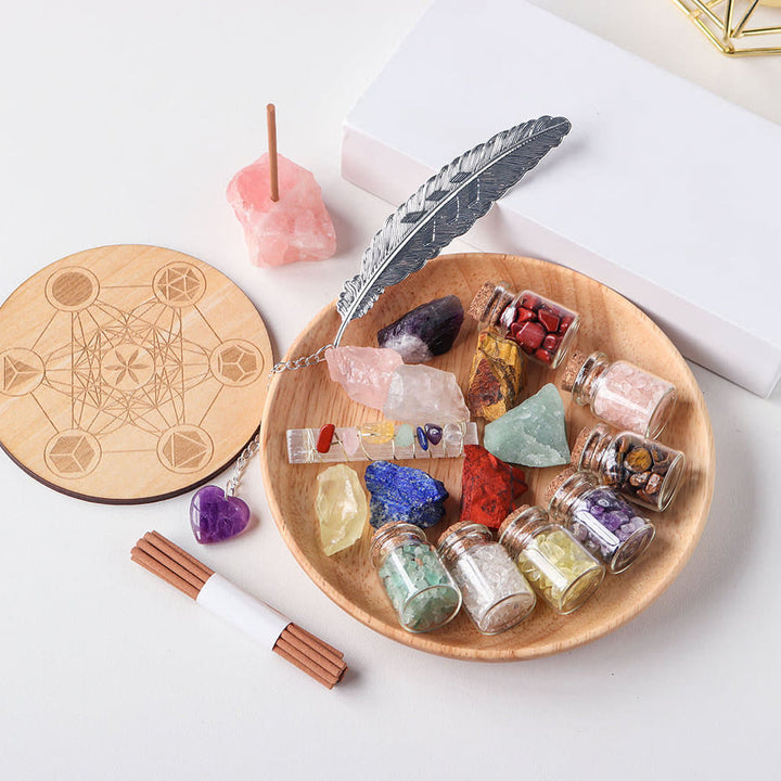 Ensemble de graviers de pierres précieuses naturelles de guérison Olivenorma, ensemble de pierres brutes pour 7 chakras