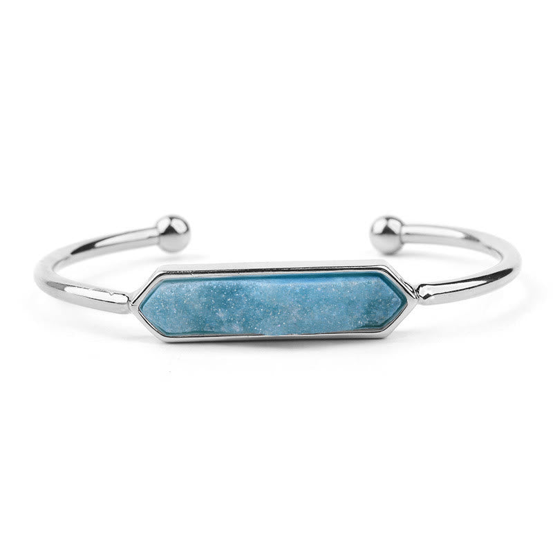 Bracelet manchette en cuivre et métal avec grappe de cristaux naturels Olivenorma