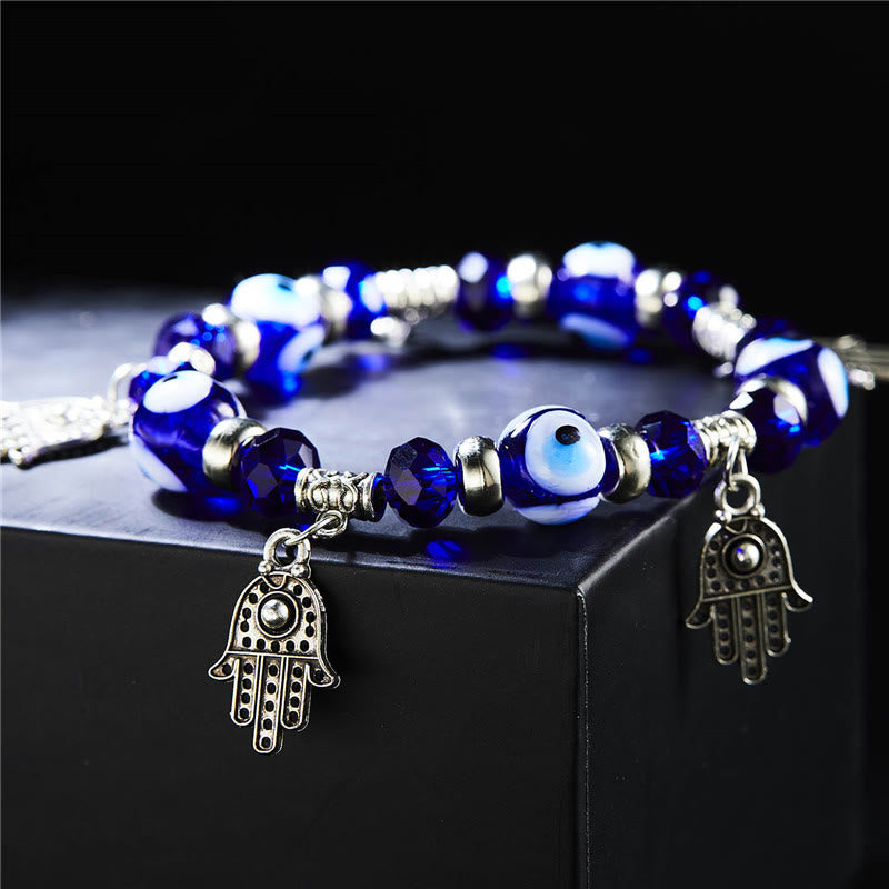 Bracelet pendentif Hamsa mauvais œil en époxy et zircon Olivenorma