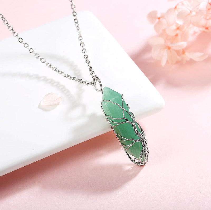 Collier en cristal Olivenorma avec pierres précieuses de l'arbre de vie
