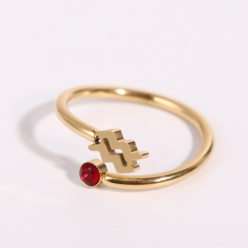 Bague avec pierre de naissance du zodiaque Olivenorma