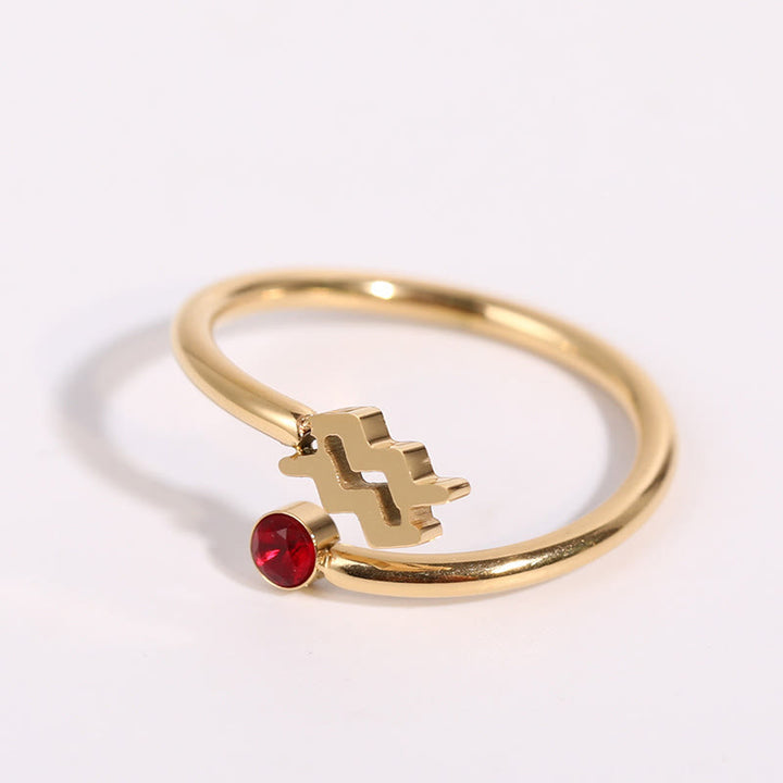 Bague avec pierre de naissance du zodiaque Olivenorma