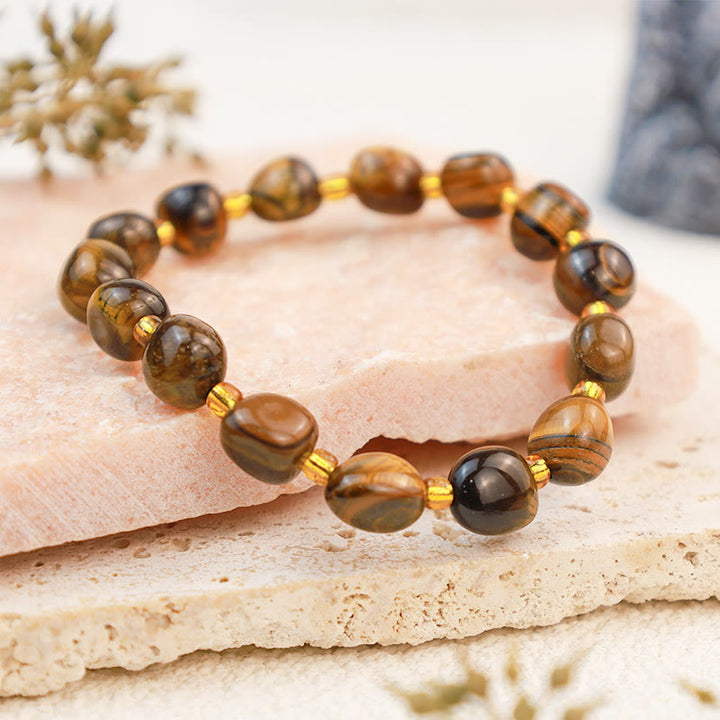 Bracelet artisanal en gravier de cristal irrégulier Olivenorma