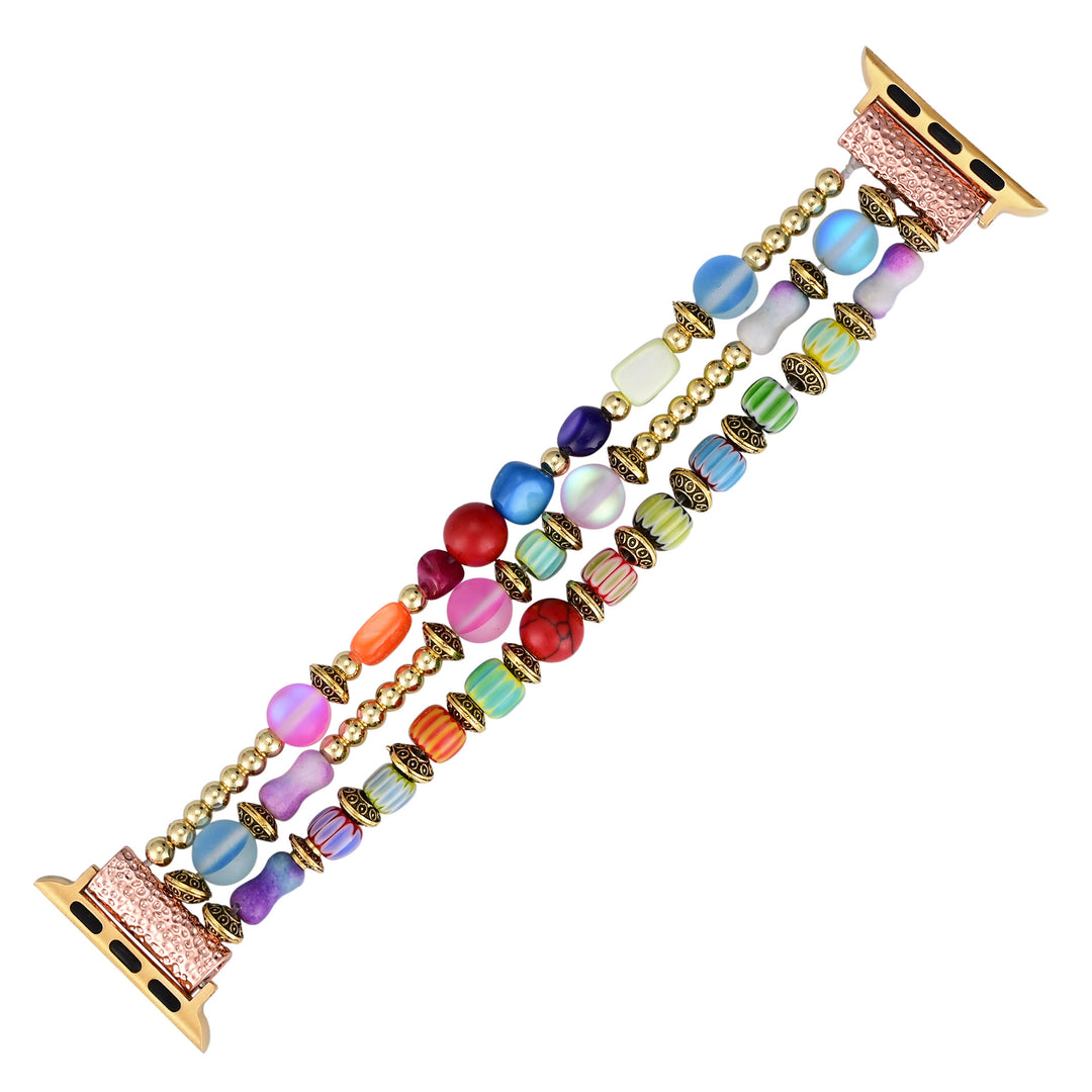 Bracelet de montre Apple Watch avec cordon élastique et perles en pierre œil de chat Olivenorma