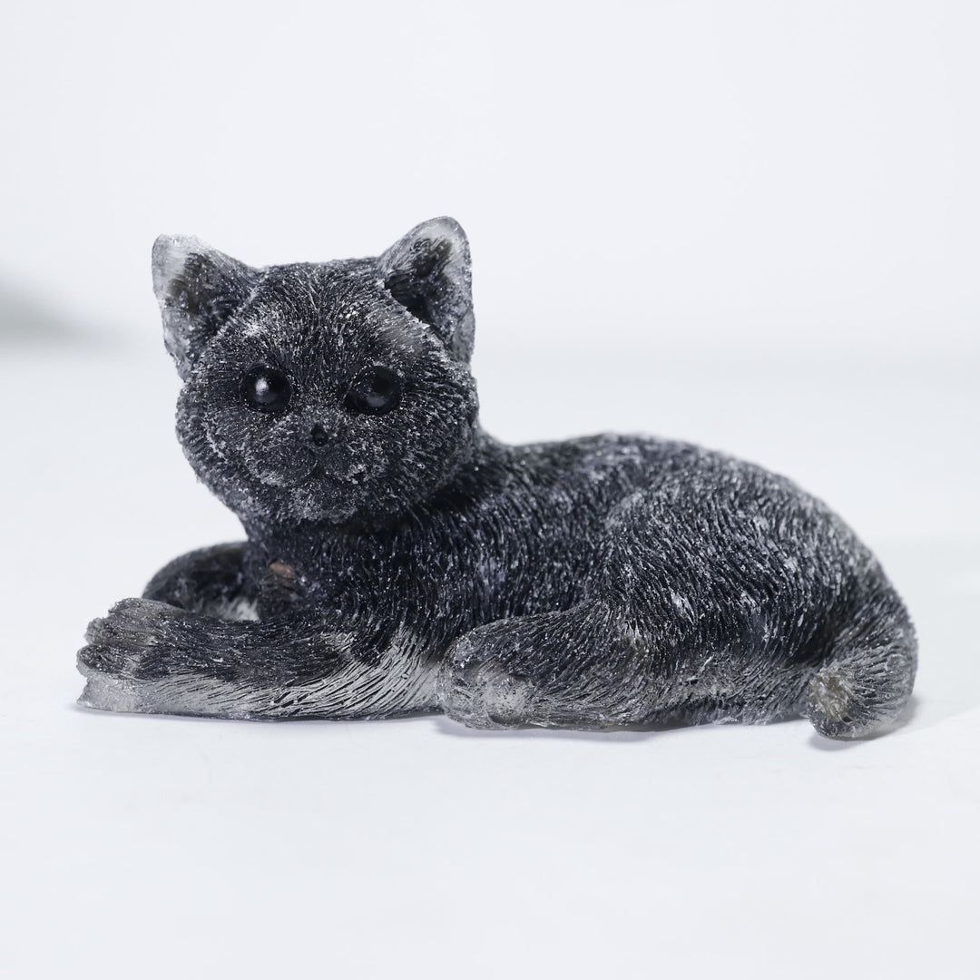 Ornement de chat en cristal naturel Olivenorma Décoration en pierres précieuses