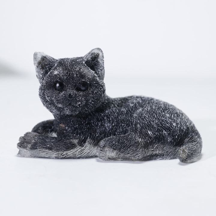 Ornement de chat en cristal naturel Olivenorma Décoration en pierres précieuses