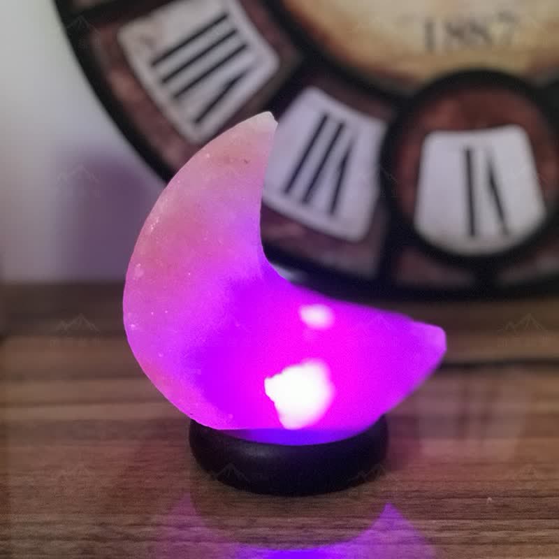 Lampe de sel rose de l'Himalaya en forme de croissant de lune Olivenorma