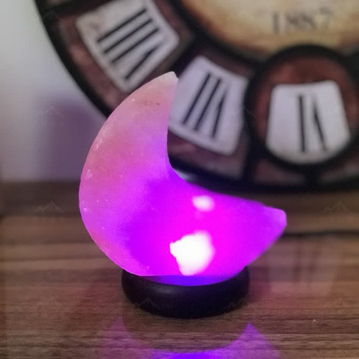 Lampe de sel rose de l'Himalaya en forme de croissant de lune Olivenorma