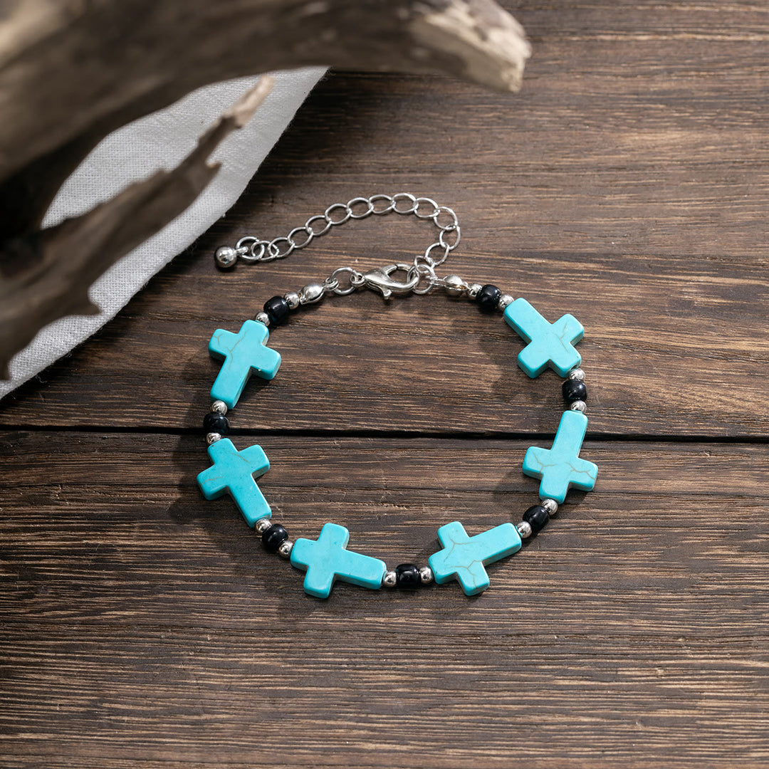Bracelet homme en turquoise naturelle avec brins croisés Olivenorma