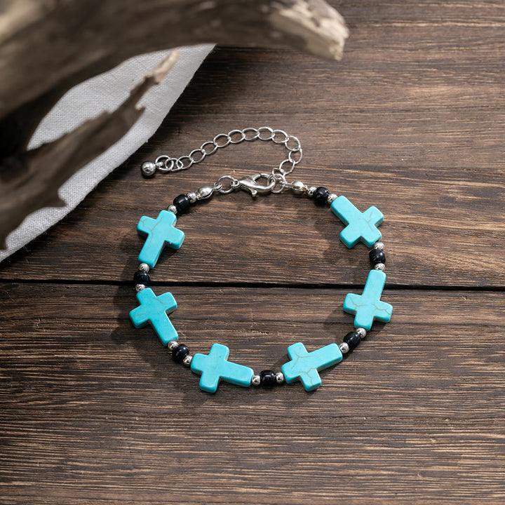 Bracelet homme en turquoise naturelle avec brins croisés Olivenorma