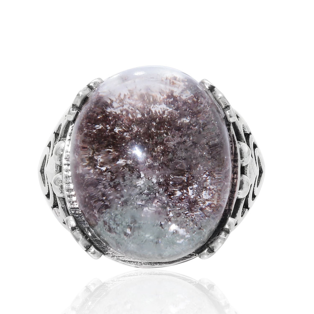 Bague en argent sterling avec araignée en quartz fantôme vert Olivenorma