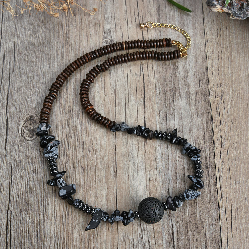 Collier avec pendentif en boule de perles en pierre naturelle Olivenorma