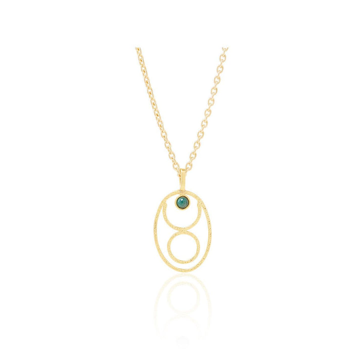 Collier avec pierre de naissance et rune du zodiaque creuse Olivenorma