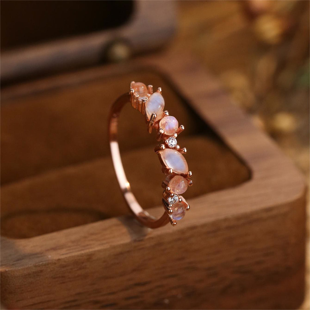 Bague exquise en argent sterling S925 avec pierre de lune Olivenorma