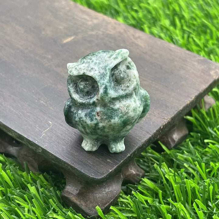 Ornement de hibou en cristal naturel Olivenorma de 3,5 cm, décoration en pierres précieuses
