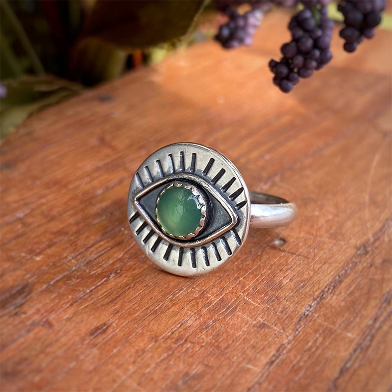Bague de protection contre le mauvais œil en chrysoprase