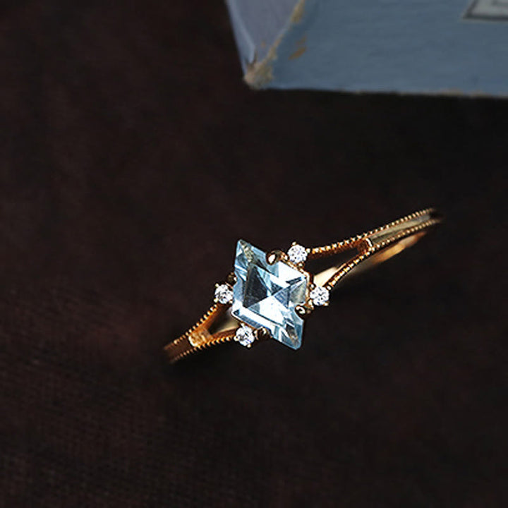 Bague Olivenorma en diamant et zircon blanc aigue-marine