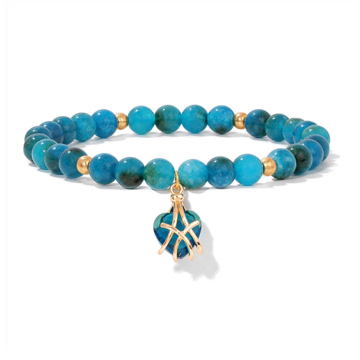 Bracelet à breloques en forme de cœur en pierre naturelle Olivenorma