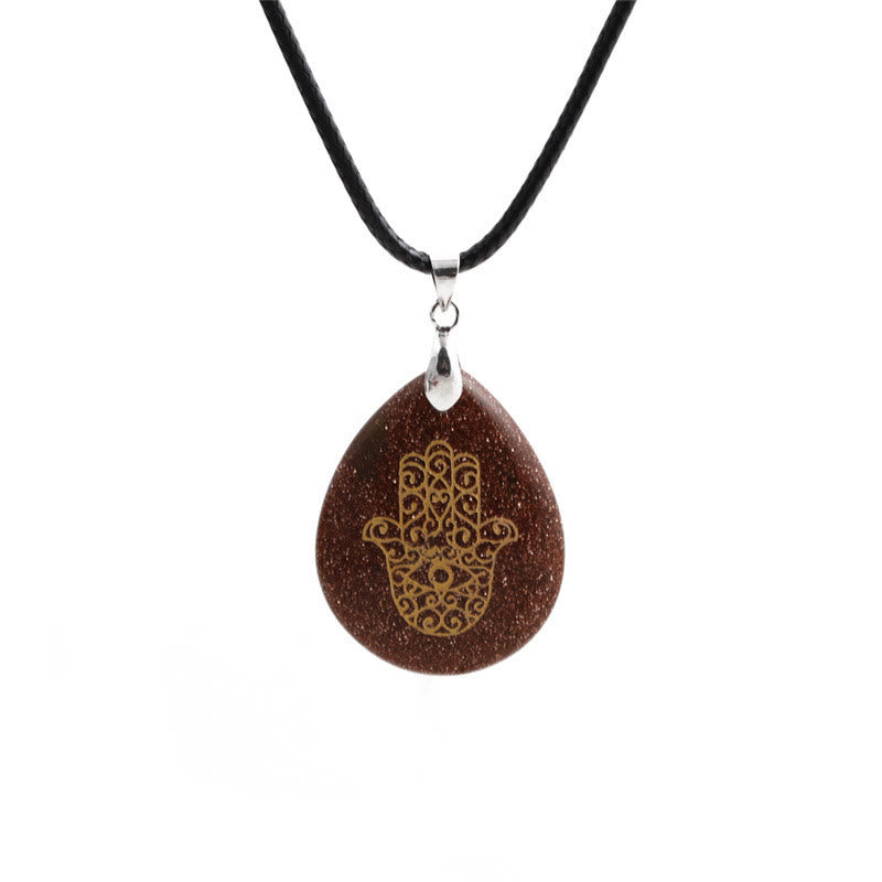 Collier pendentif Hamsa en cristal naturel en forme de goutte Olivenorma