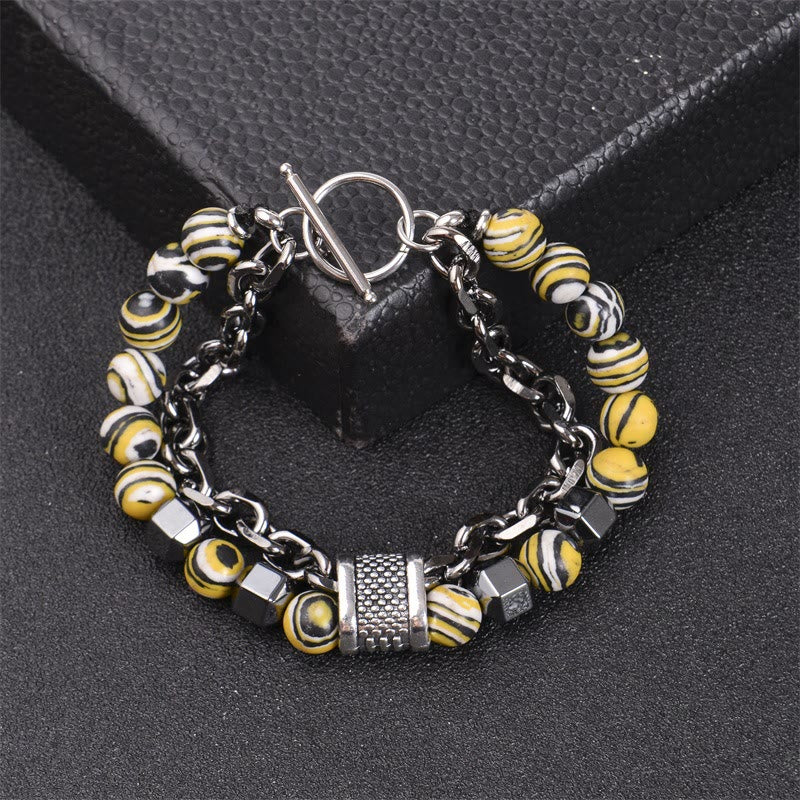 Bracelet chaîne en titane avec pierre malachite Olivenorma 8 mm