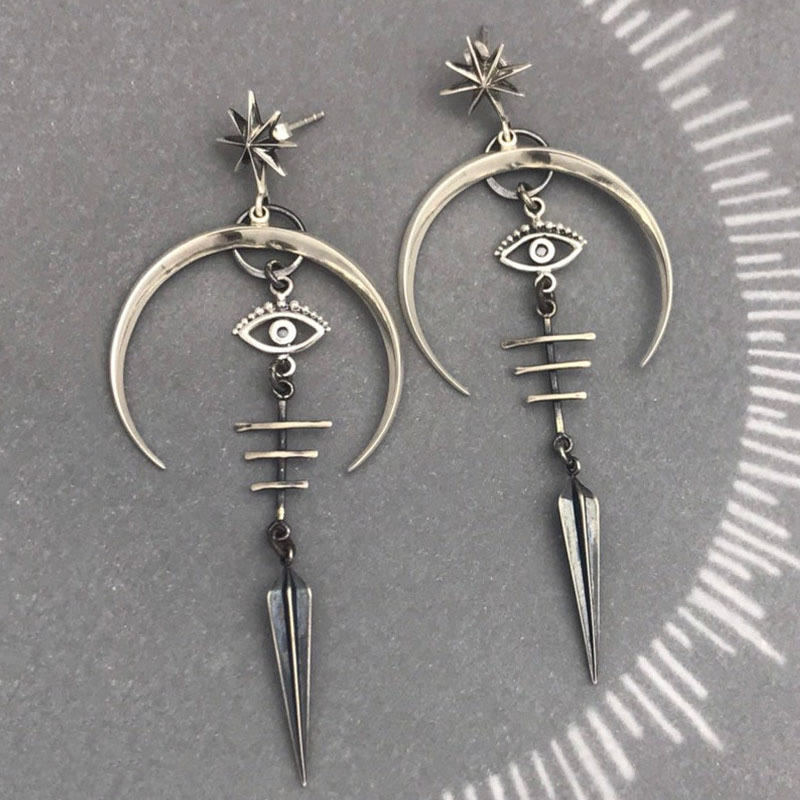 Boucles d'oreilles croissant de lune mauvais œil Olivenorma