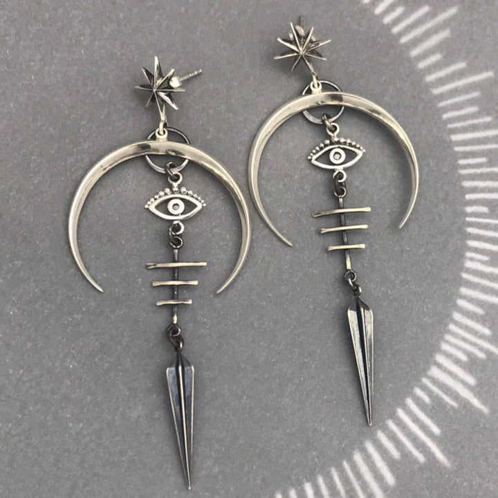 Boucles d'oreilles croissant de lune mauvais œil Olivenorma