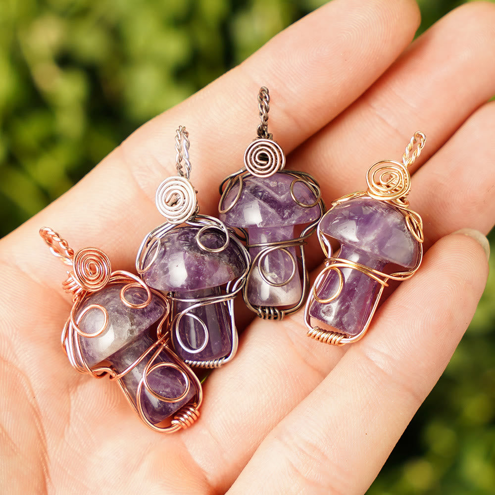 Collier en pierre de guérison naturelle Olivenorma aux champignons