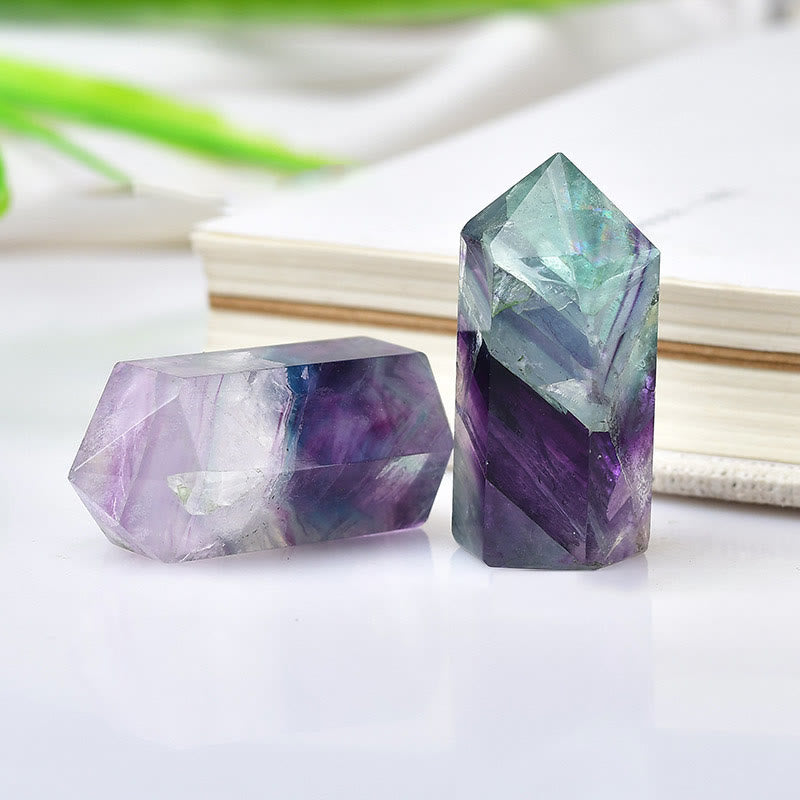 Baguettes à pointes en cristal de fluorite arc-en-ciel Olivenorma