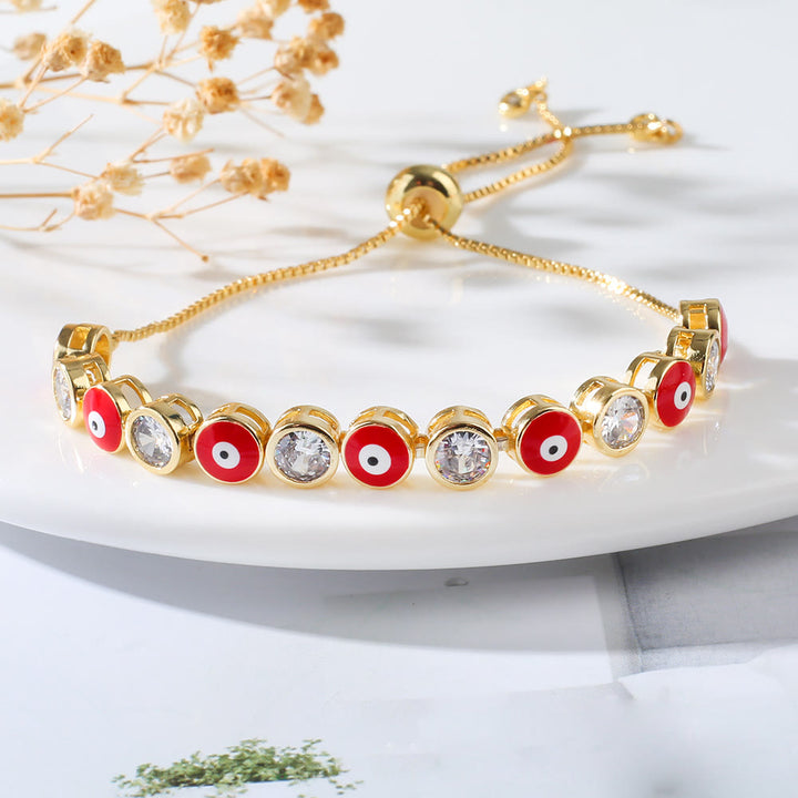 Bracelet ajustable Olivenorma en zircon blanc contre le mauvais œil