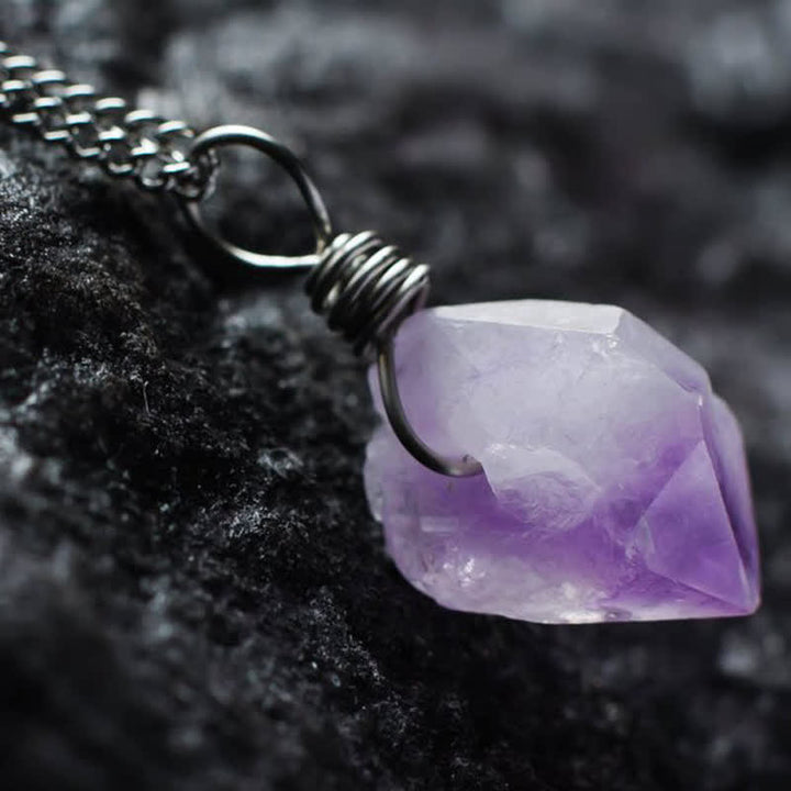 Collier délicat en cristal naturel d'améthyste Olivenorma