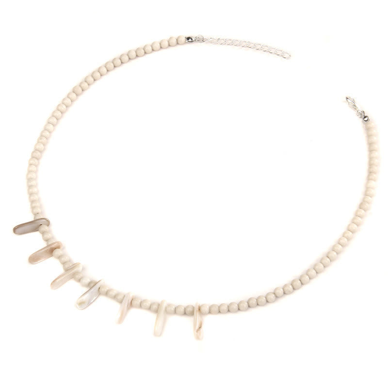 Collier bohème en pierre naturelle de défense Olivenorma avec perles de 4 mm