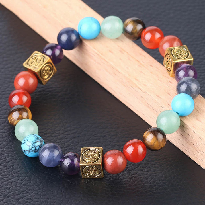 Bracelet de yoga 7 chakras en perles multicolores Olivenorma