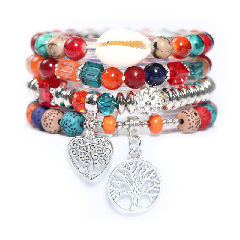 Ensemble de bracelets à perles avec pendentif en forme de cœur et arbre de vie Olivenorma