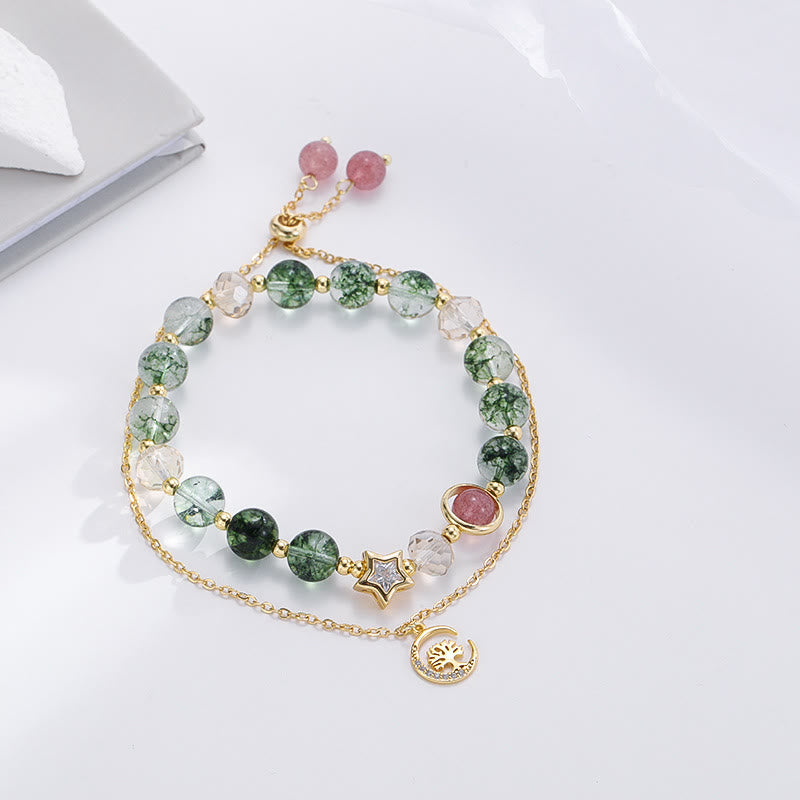 Bracelet pendentif arbre de vie en perles d'agate mousse Olivenorma