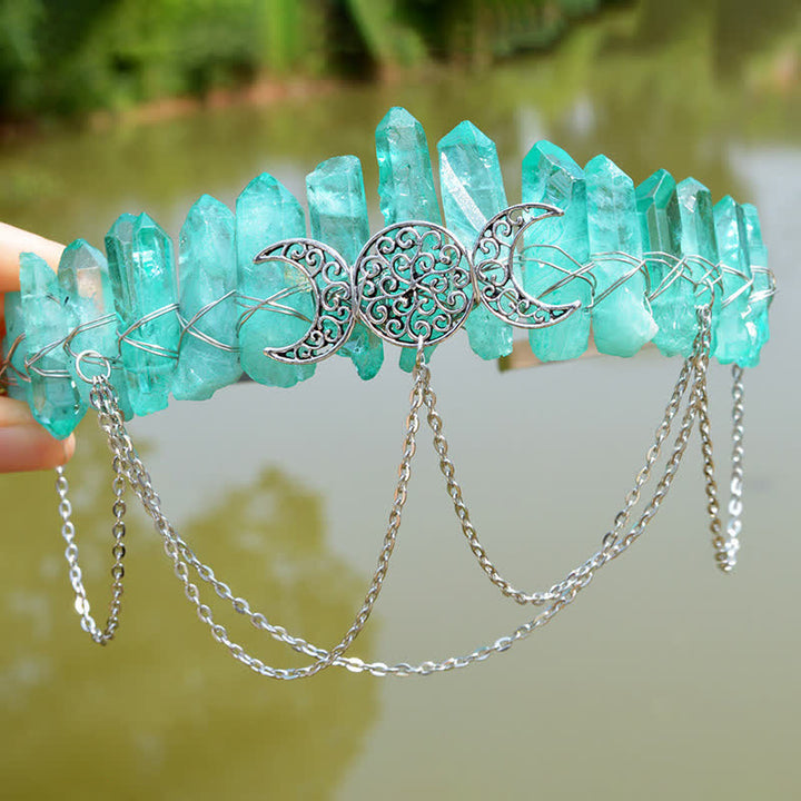 Couronne de cristal naturel de déesse de croissant de lune Olivenorma