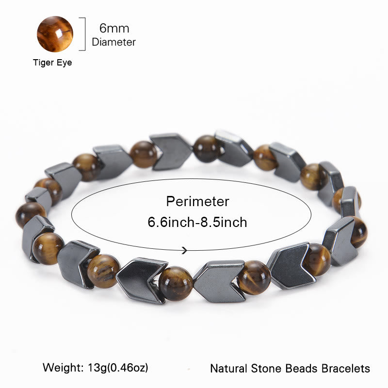 Bracelet homme en perles d'hématite et d'œil de tigre Olivenorma Arrow