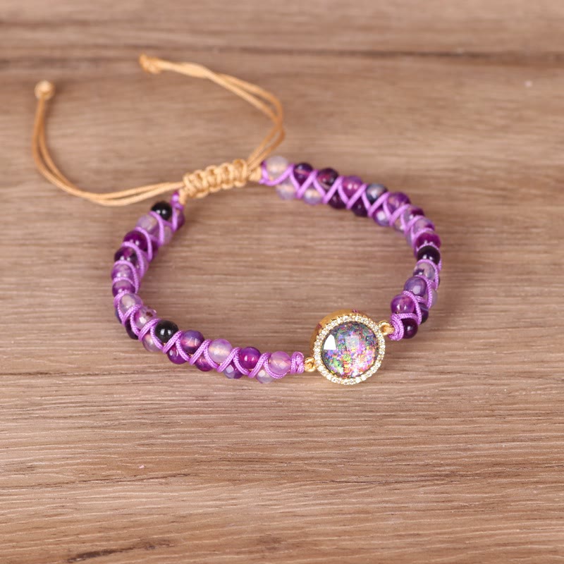 Bracelet tissé pour femme en agate violette Olivenorma