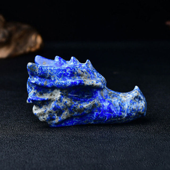 Décoration en pierre précieuse de crâne de dragon de 3,2 pouces Olivenorma