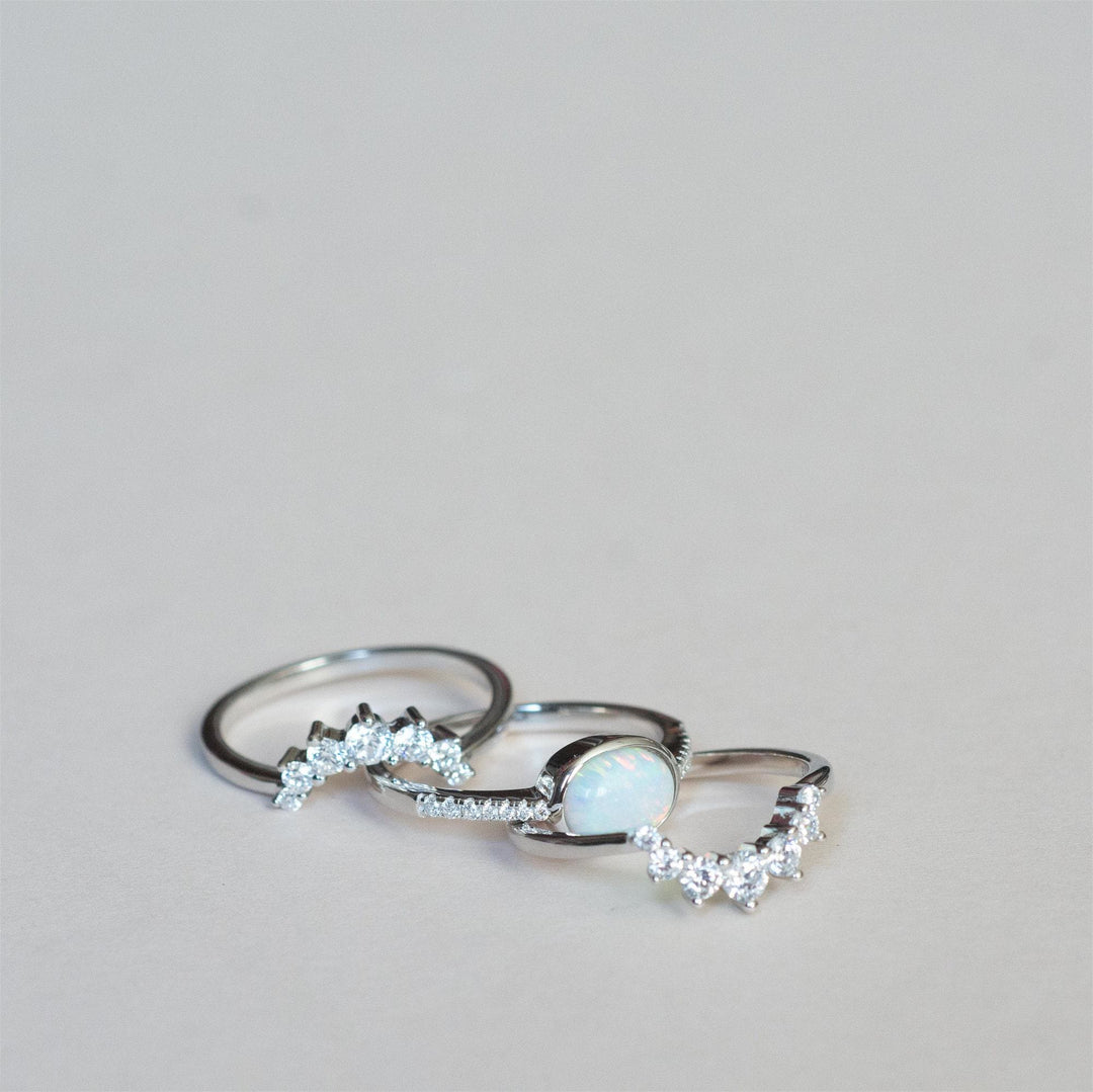 Bague empilable à trois couches en opale Olivenorma