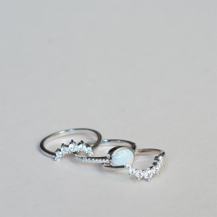 Bague empilable à trois couches en opale Olivenorma